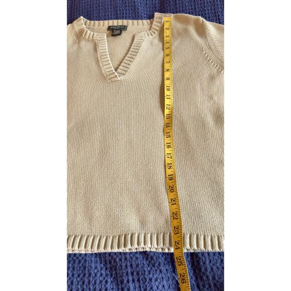 90s Eddie Bauer Sweater V Neck, Relaxed Fit, Slit Slides, Spring Green, Size XL - Picture 6 of 7